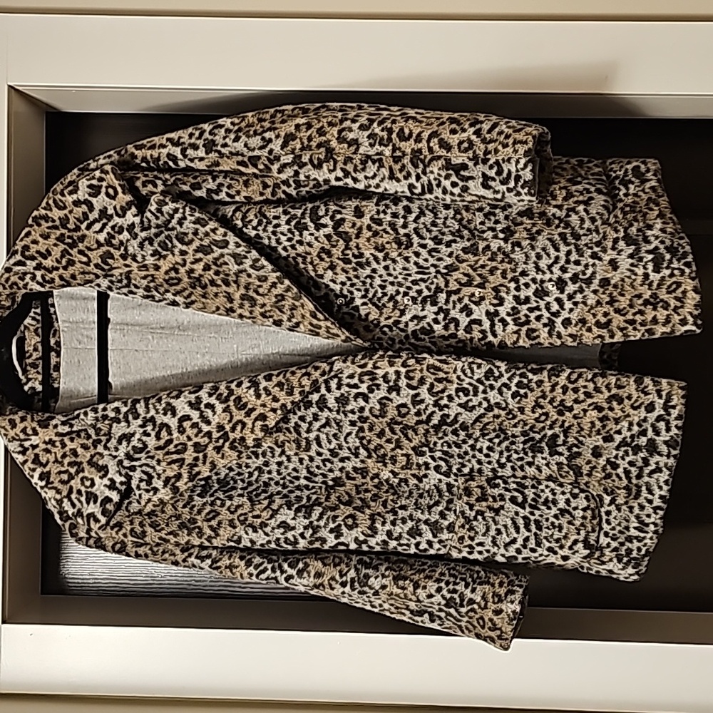 Leopard Print Women's Coat - Tan and Black